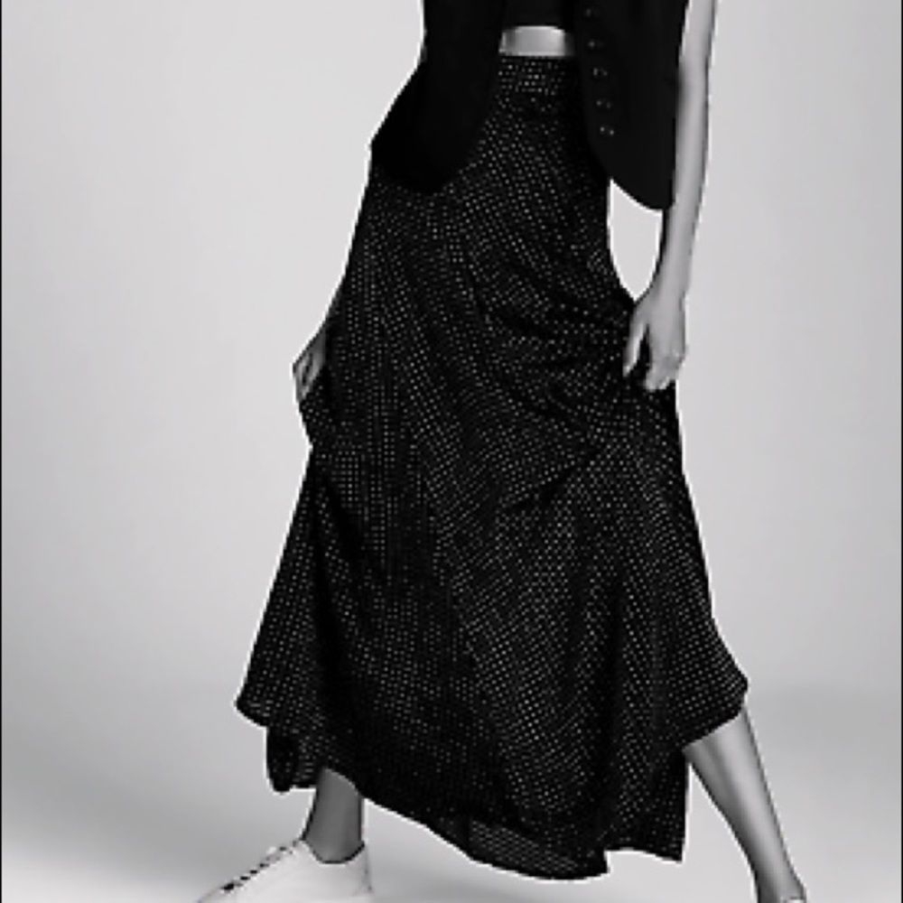 New Zara Velvet Gold Black Maxi Flared Skirt Medium 2731/209